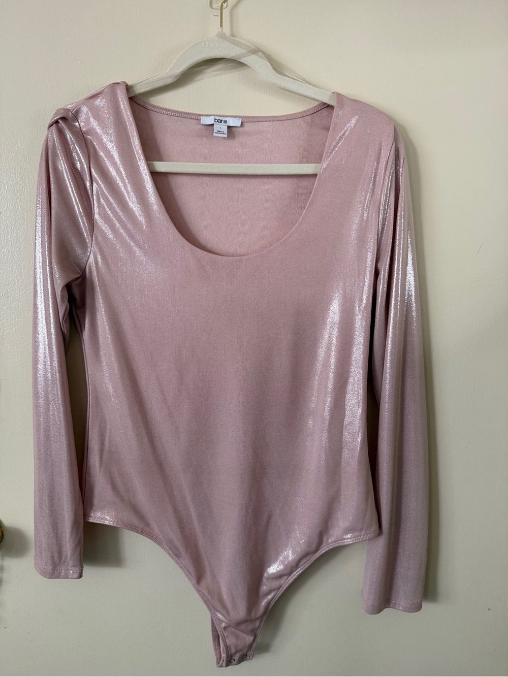Bar III Long-Sleeve Shine Bodysuit